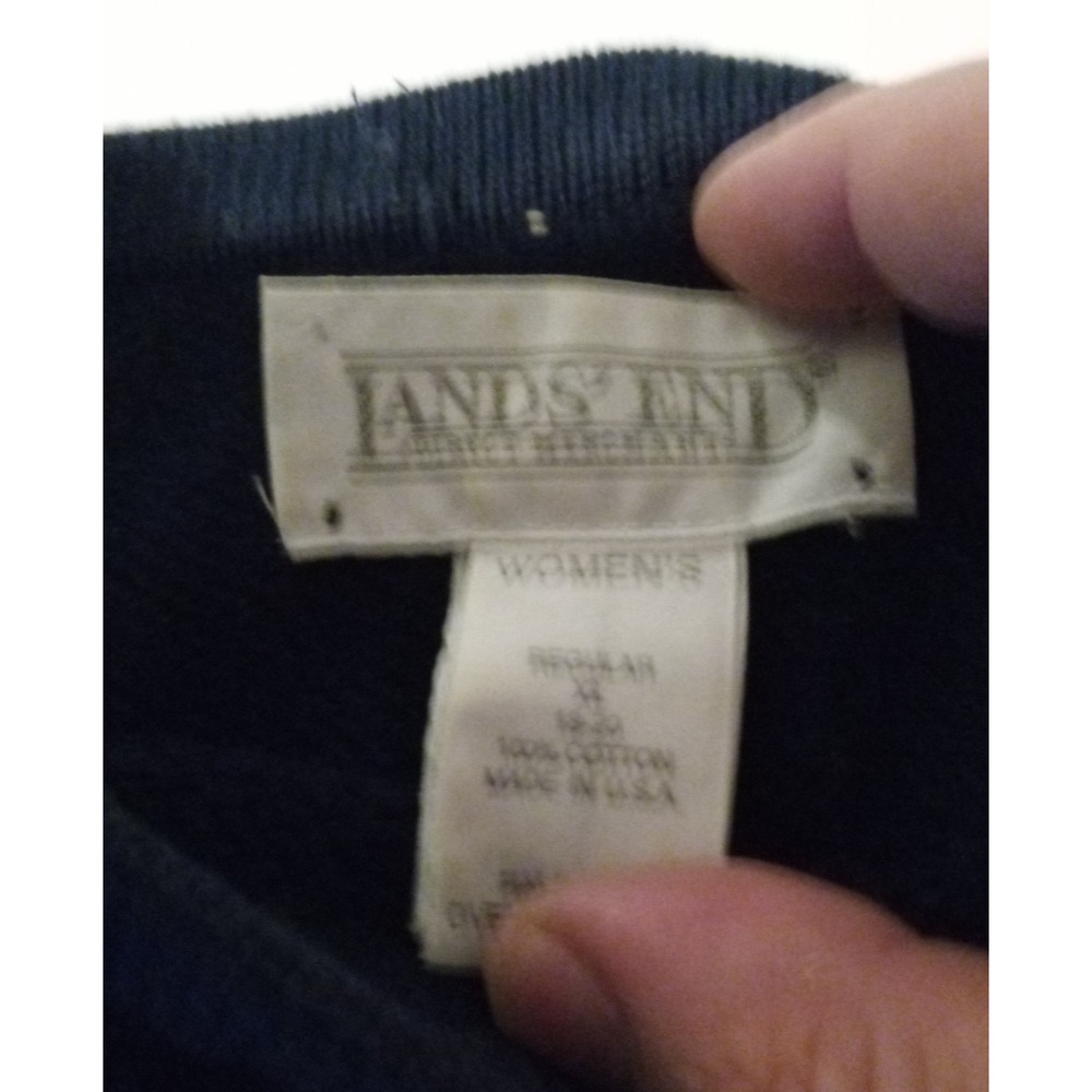 Lands End Size XL Blue Sweater With White Stripes - Picture 3 of 3